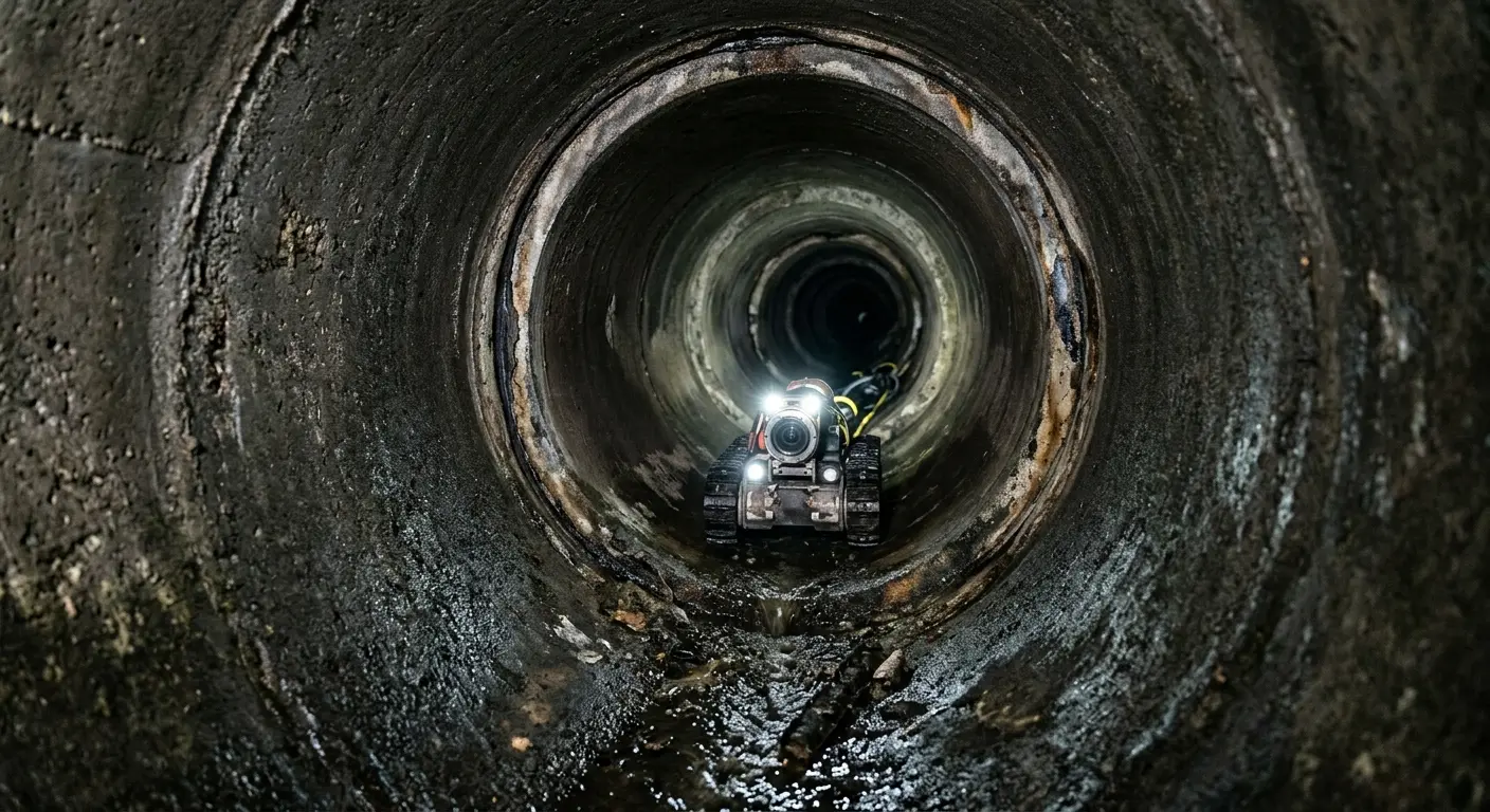 Robotic sewer camera inspecting pipe interior for Drain Snake Service in White Settlement
